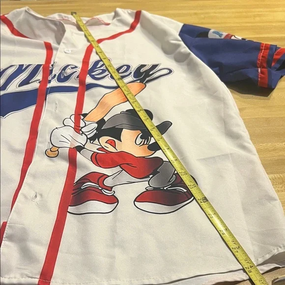 # 0896+ Mickey Mouse Baseball Kids Shirt - White and Blue - Picture 4 of 6
